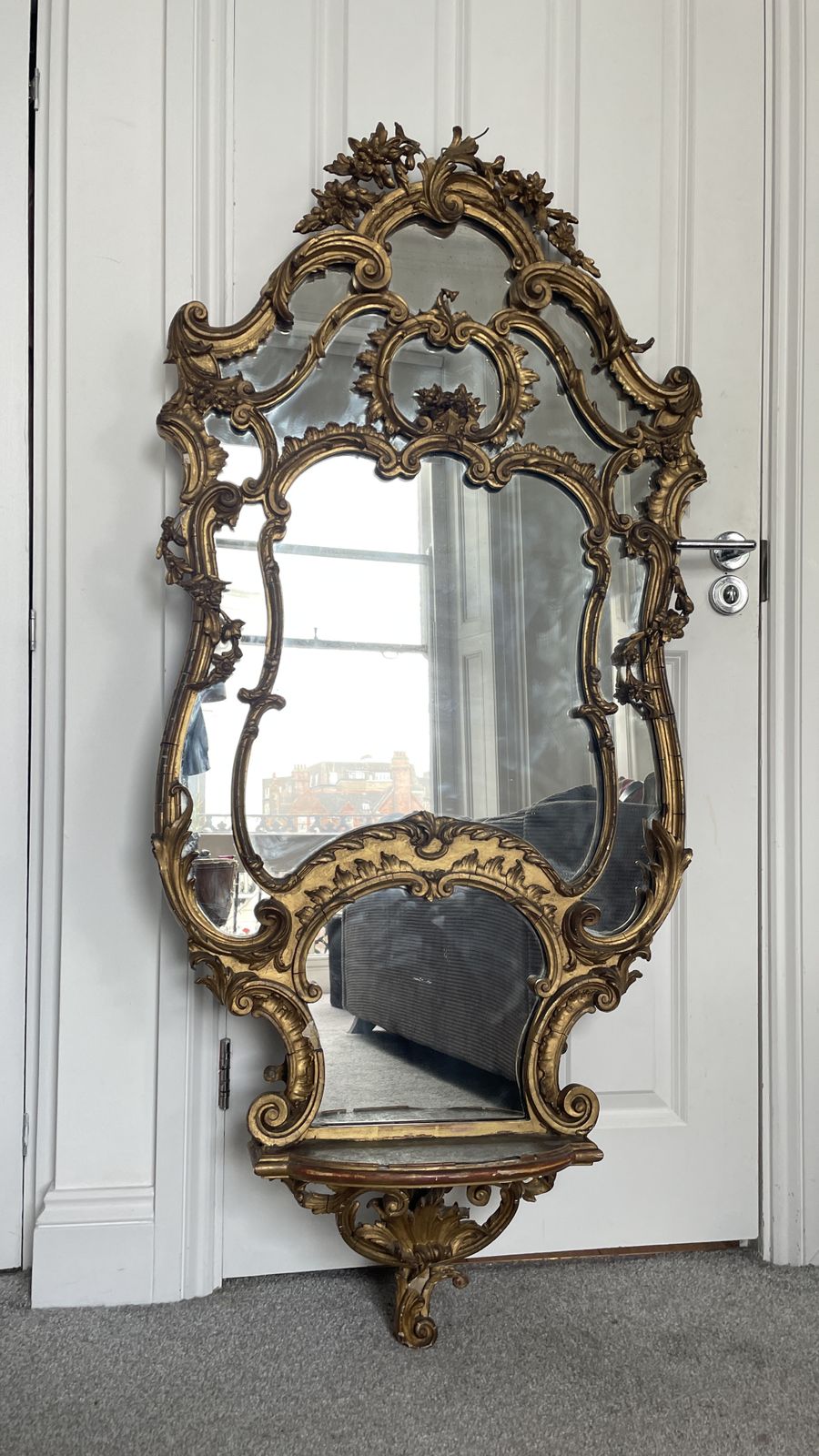 Large Antique Gilt Rococo Overmantel Mirror C.1870 photo for sale