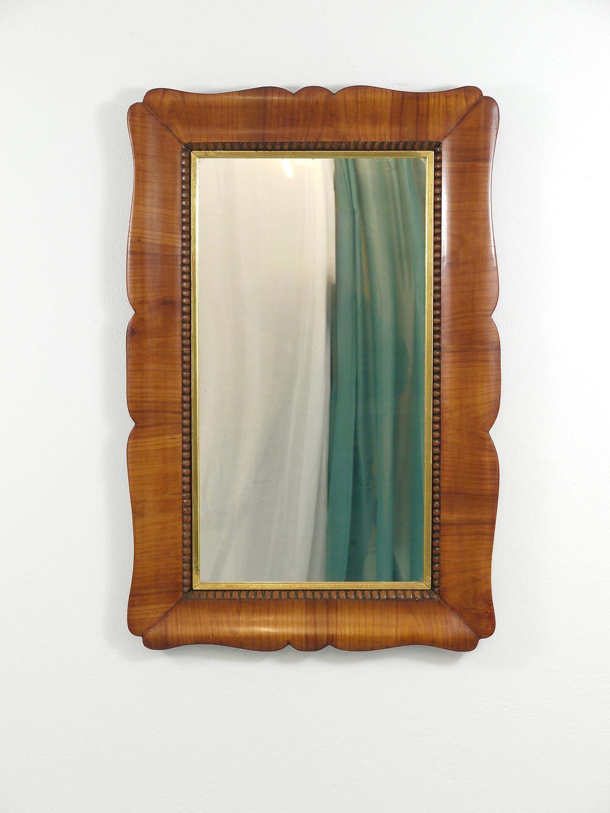 Square Biedermeier Carved Scalloped Cherry Gilt Wood Wall Mirror, Vienna, 1850s photo 1054.0