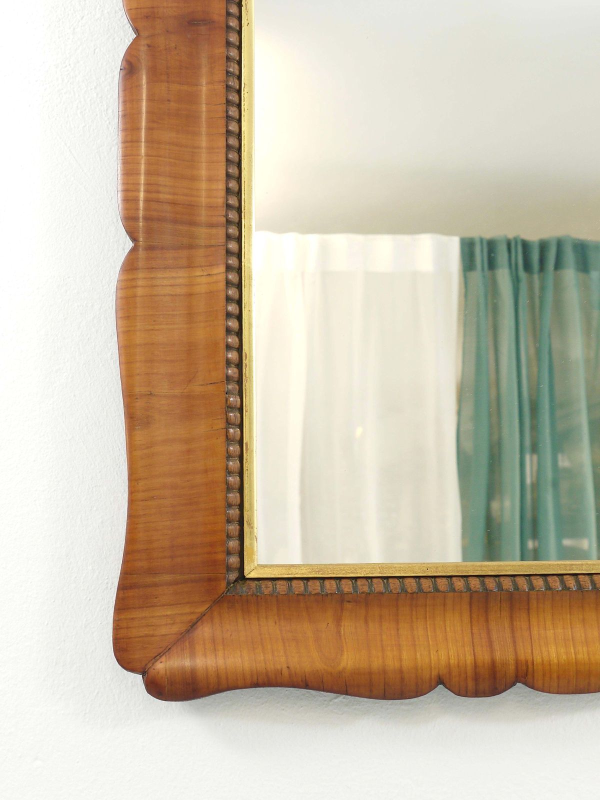 photo buy Square Biedermeier Carved Scalloped Cherry Gilt Wood Wall Mirror, Vienna, 1850s