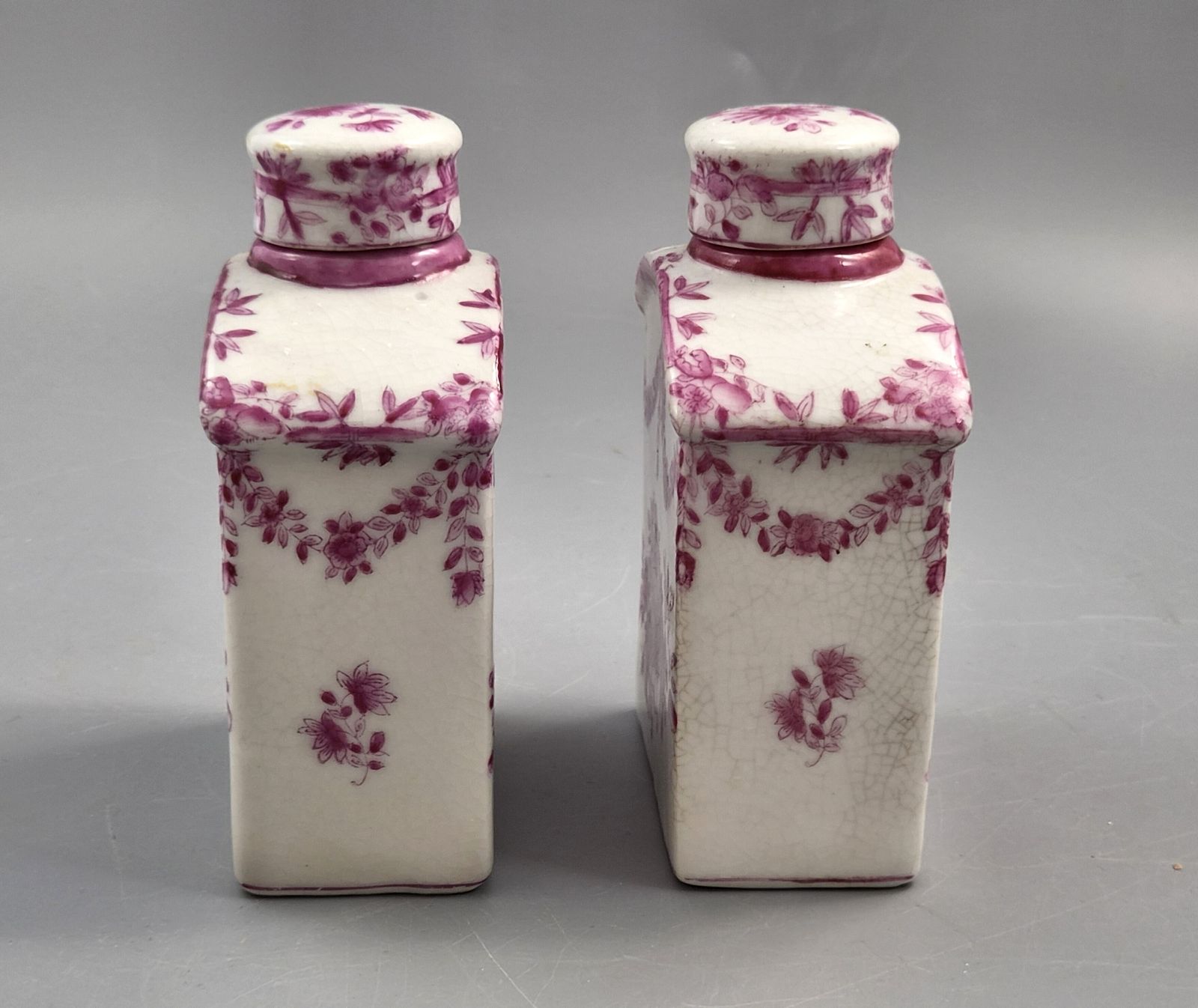 Pair Of Juwc 1897 Chinese Porcelain Tea Caddies In The Meissen Taste photo for sale