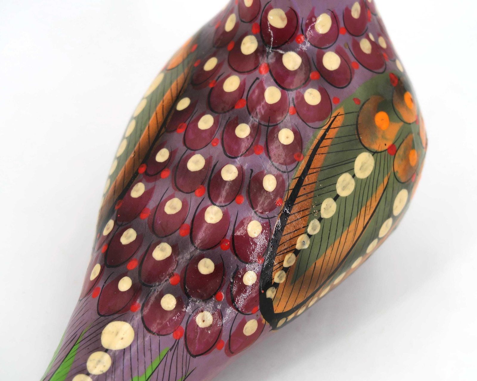 Mexican Folk Art Paper Mache Bird Dove Signed Mateos Tonala, 1970s / Mexico, Purple, Colorful, Home Decor photo 194.0
