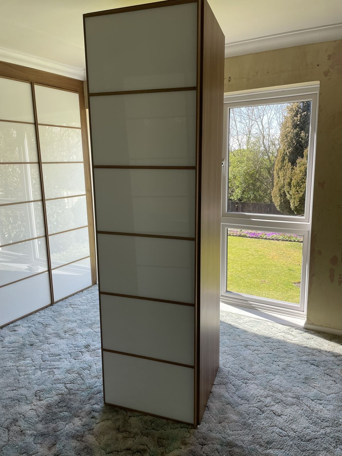 Nolte Single Wardrobe   Hinged Doors (Frosted Glass & Wood Finish)