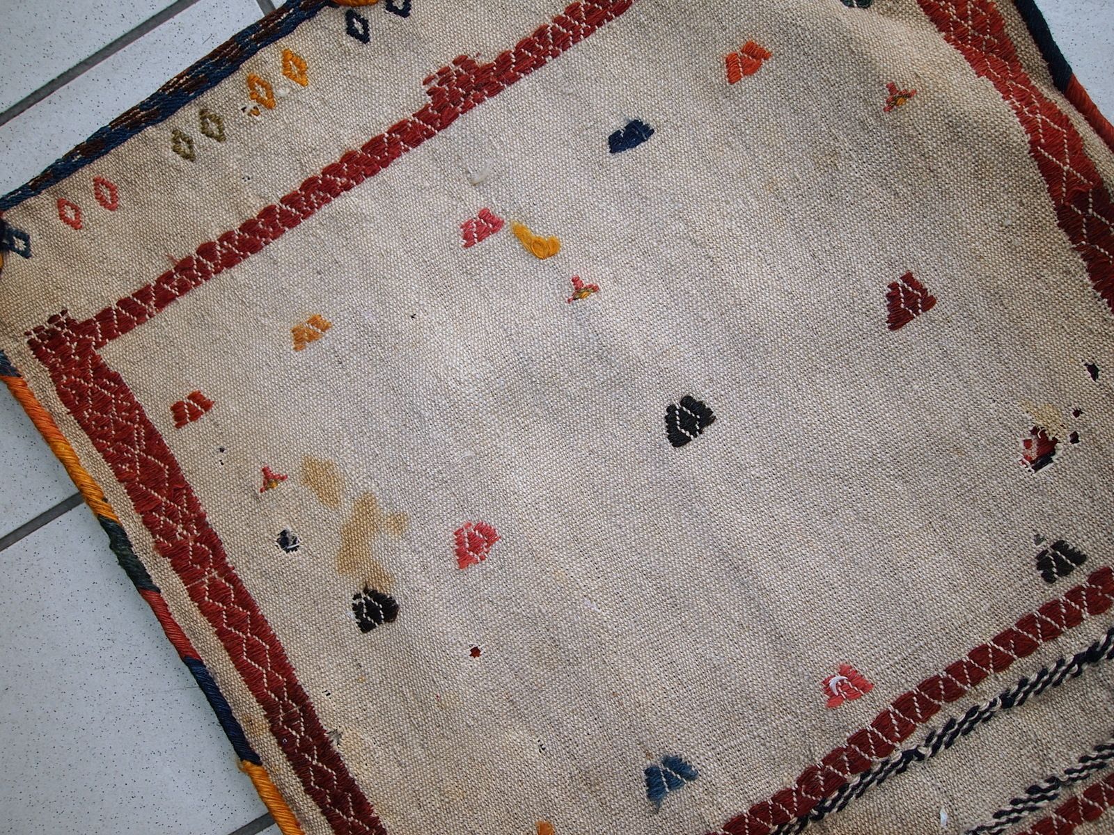 photo for sale Handmade Antique Flatweave Saddle Double Bag — 55 × 100 Cm — 1940s