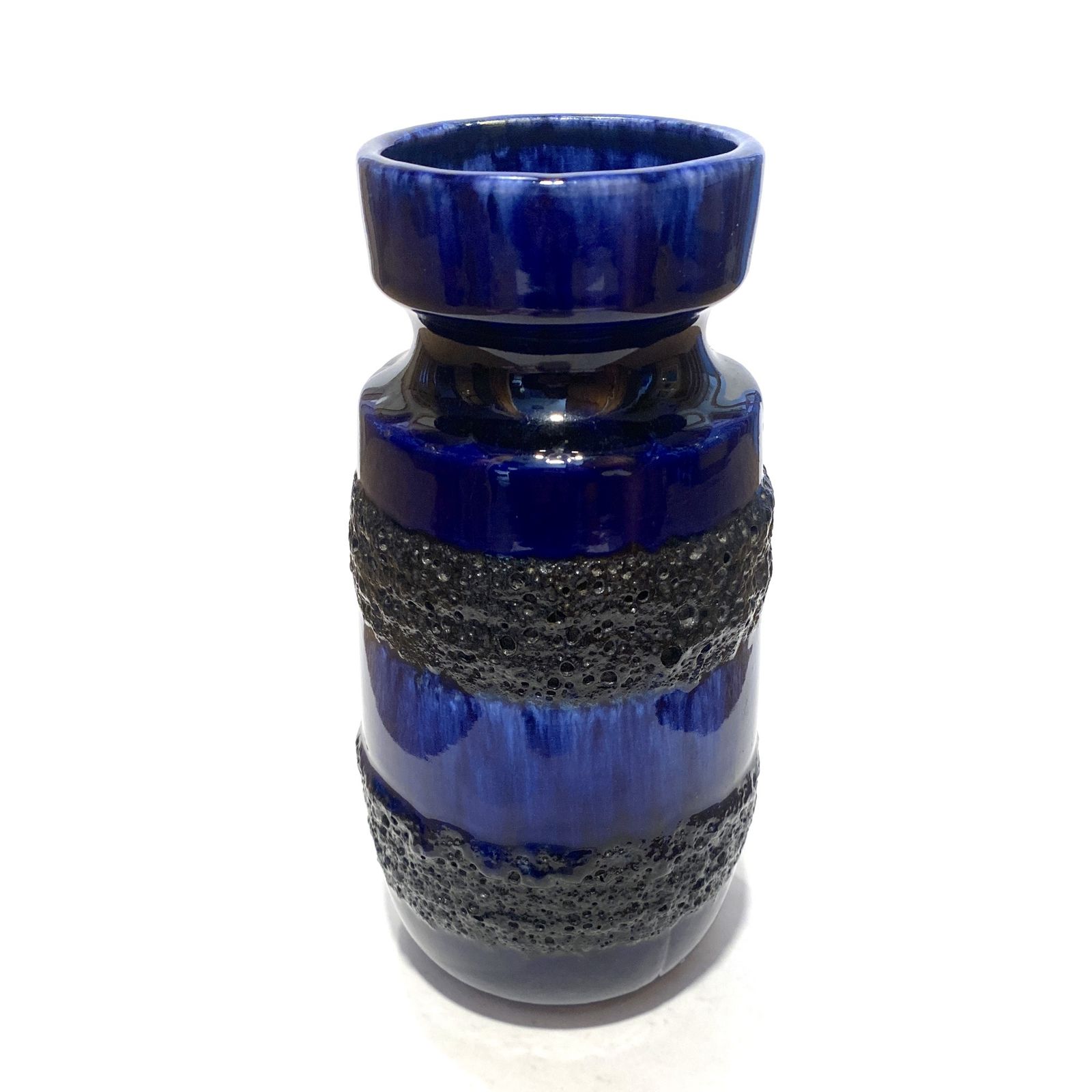 Scheurich Keramik 242 22 Vase In Blue & Black Fat Lava Glaze, 1970s West German Pottery photo furniture