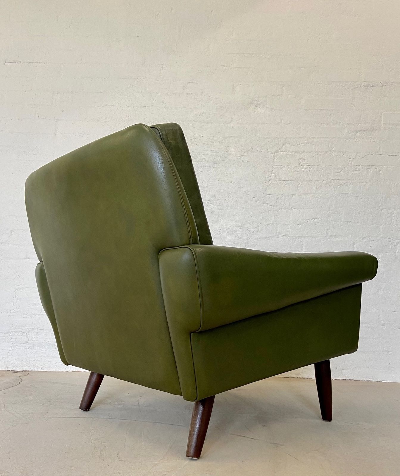 Vintage Danish Mid Century Svend Skipper Olive Green Lounge Chair 1965 photo for sale