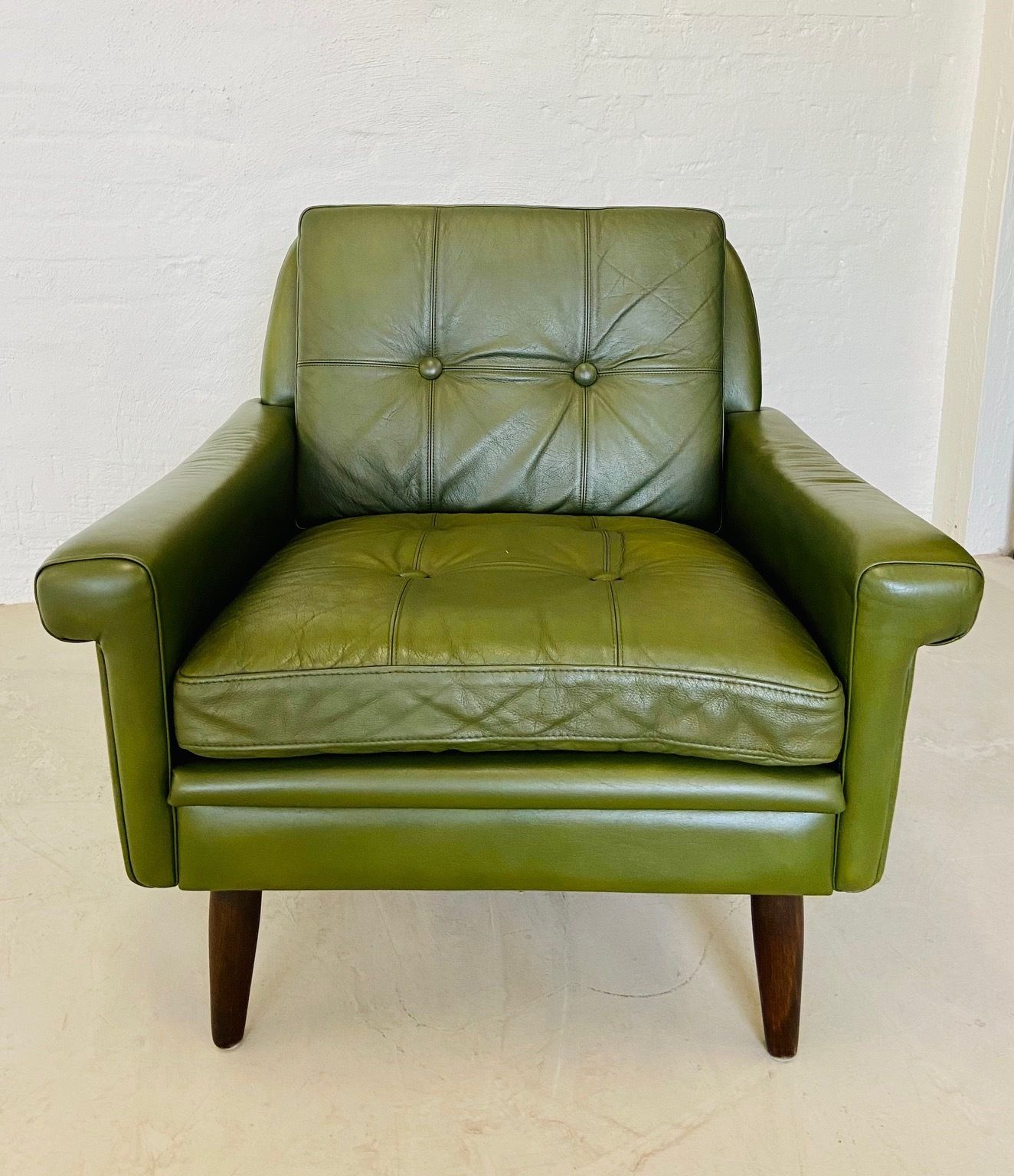 Vintage Danish Mid Century Svend Skipper Olive Green Lounge Chair 1965 photo vinterior