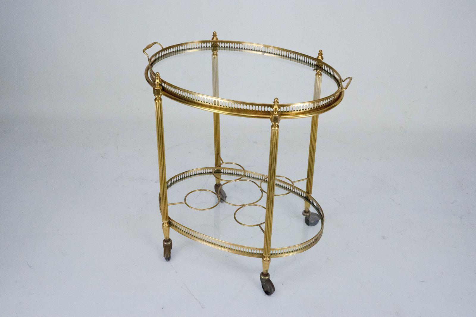 Small Mid Century Italian Brass Bar Cart With Removable Tray, 1950s photo for sale