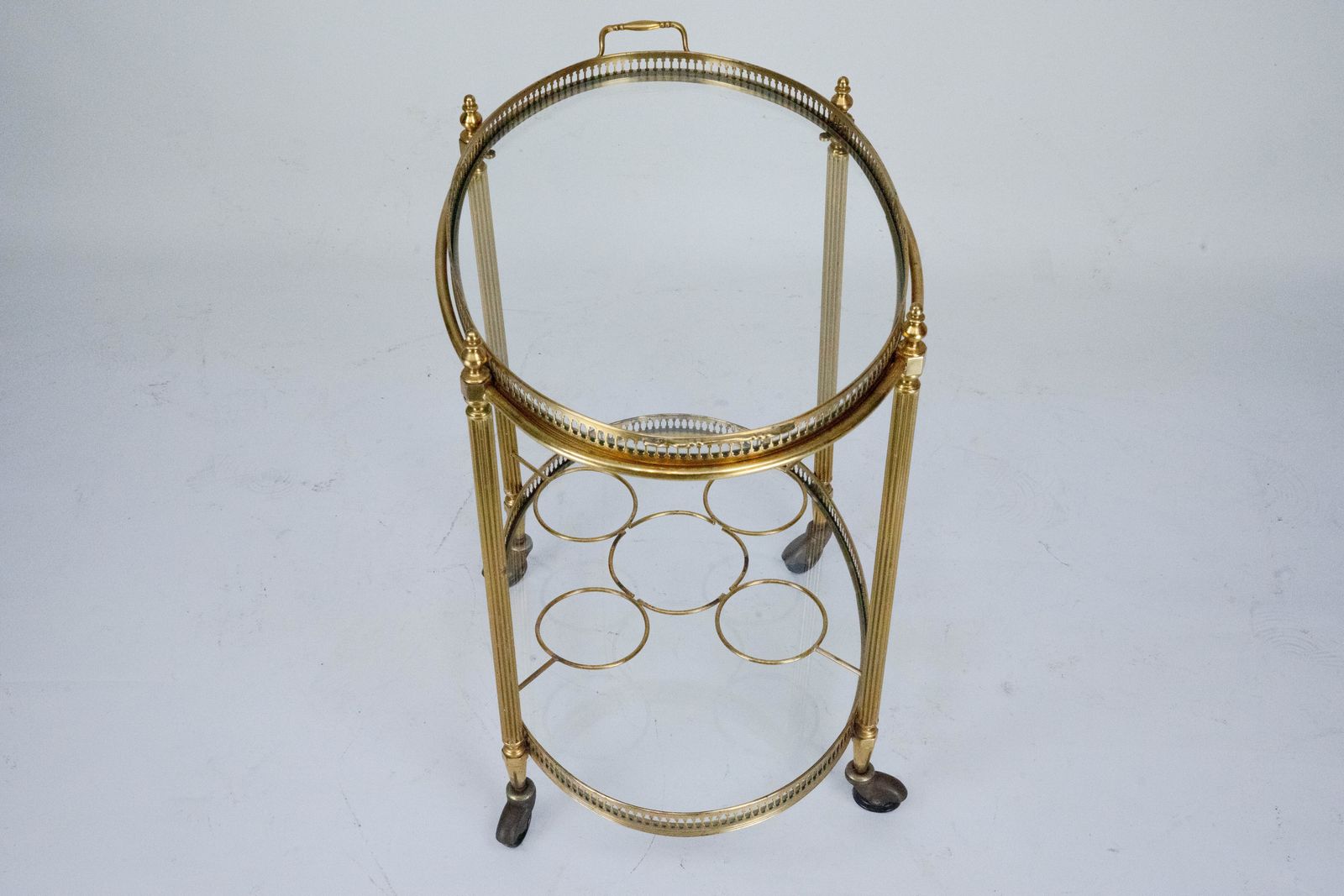 Small Mid Century Italian Brass Bar Cart With Removable Tray, 1950s photo Furniture