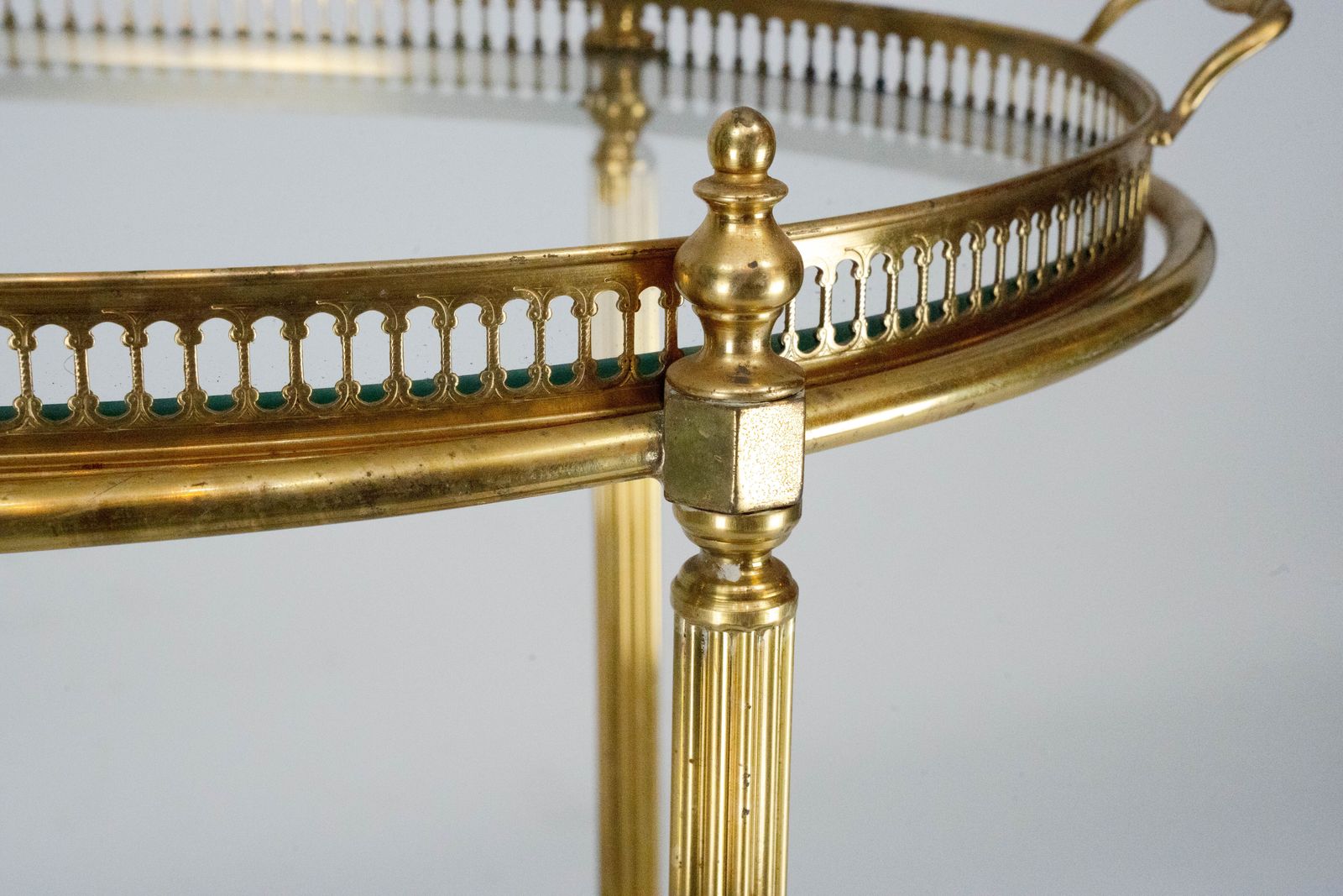1495.0 Small Mid Century Italian Brass Bar Cart With Removable Tray, 1950s photo