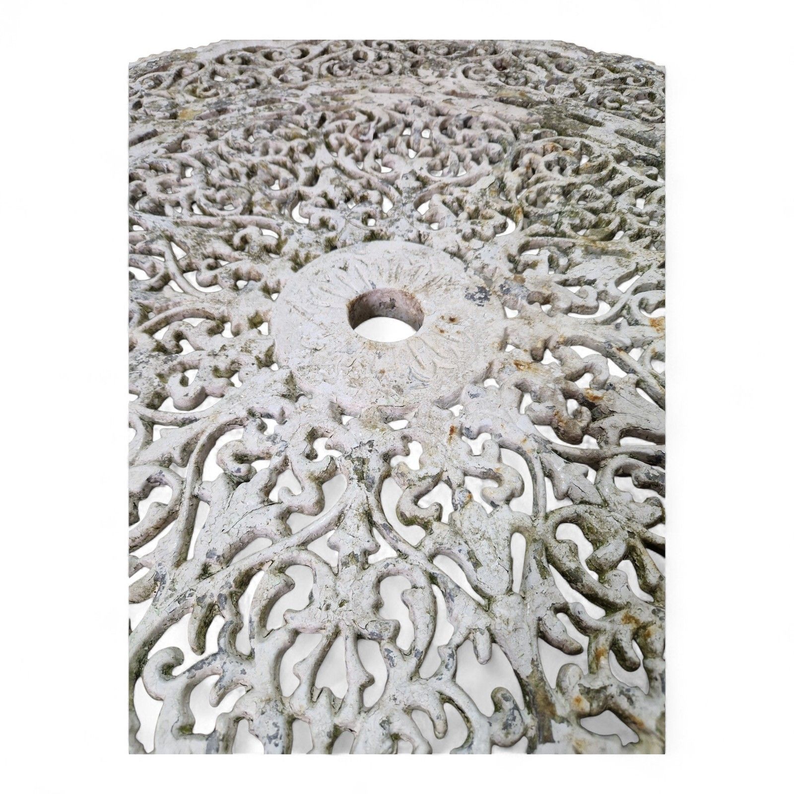 250.0 Antique Cast Iron Garden Table Ornate Circular Patio Bistro Parasol Hole Large photo