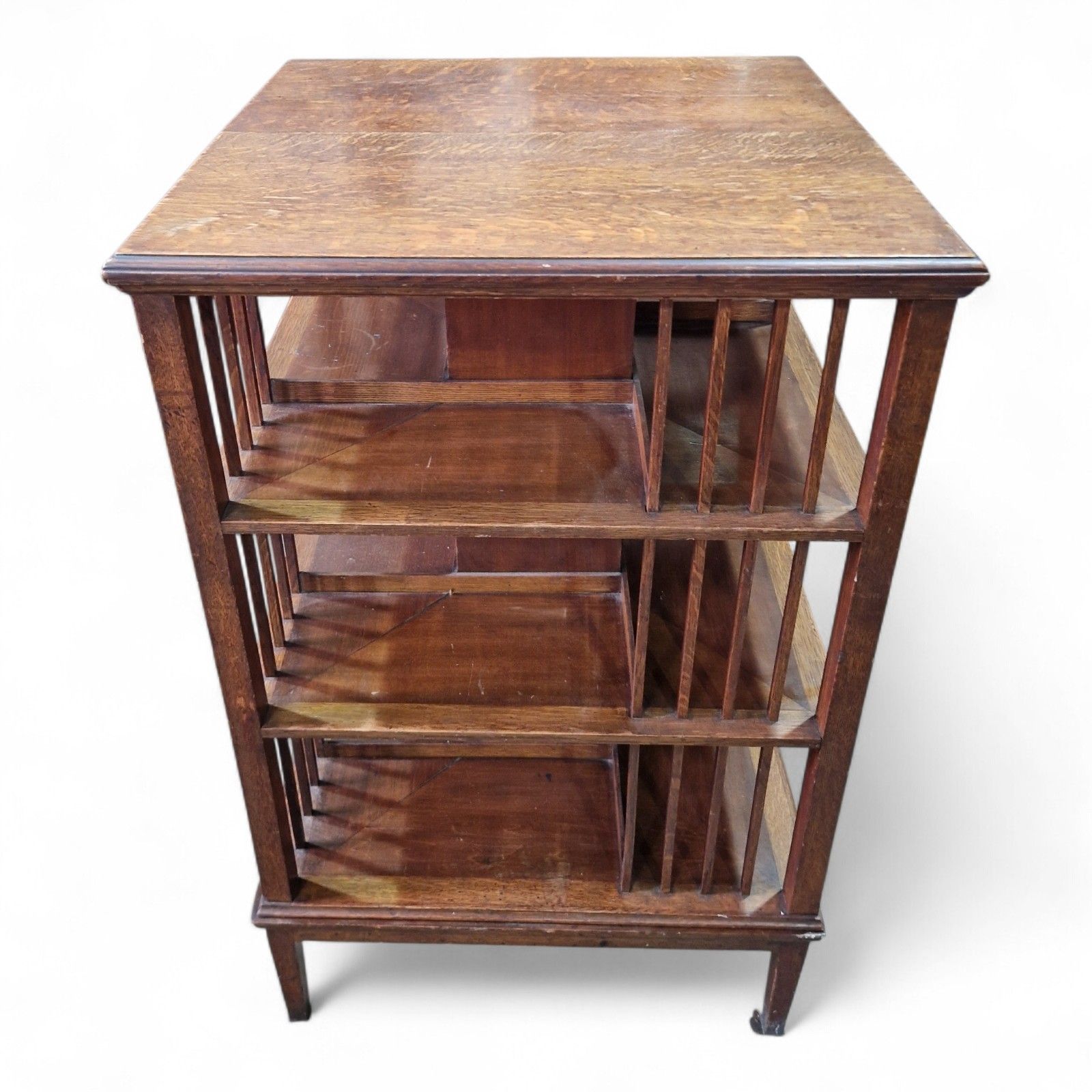 Antique Victorian Oak Revolving Bookcase Large Rotating Library Stand Display photo vinterior