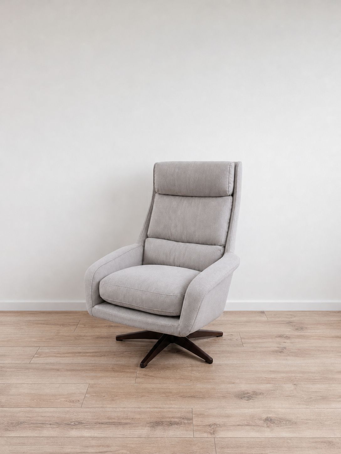 Vintage Swedish Mid Century Swivel Armchair Fully Reupholstered In Kvadrat Steelcut Trio Grey