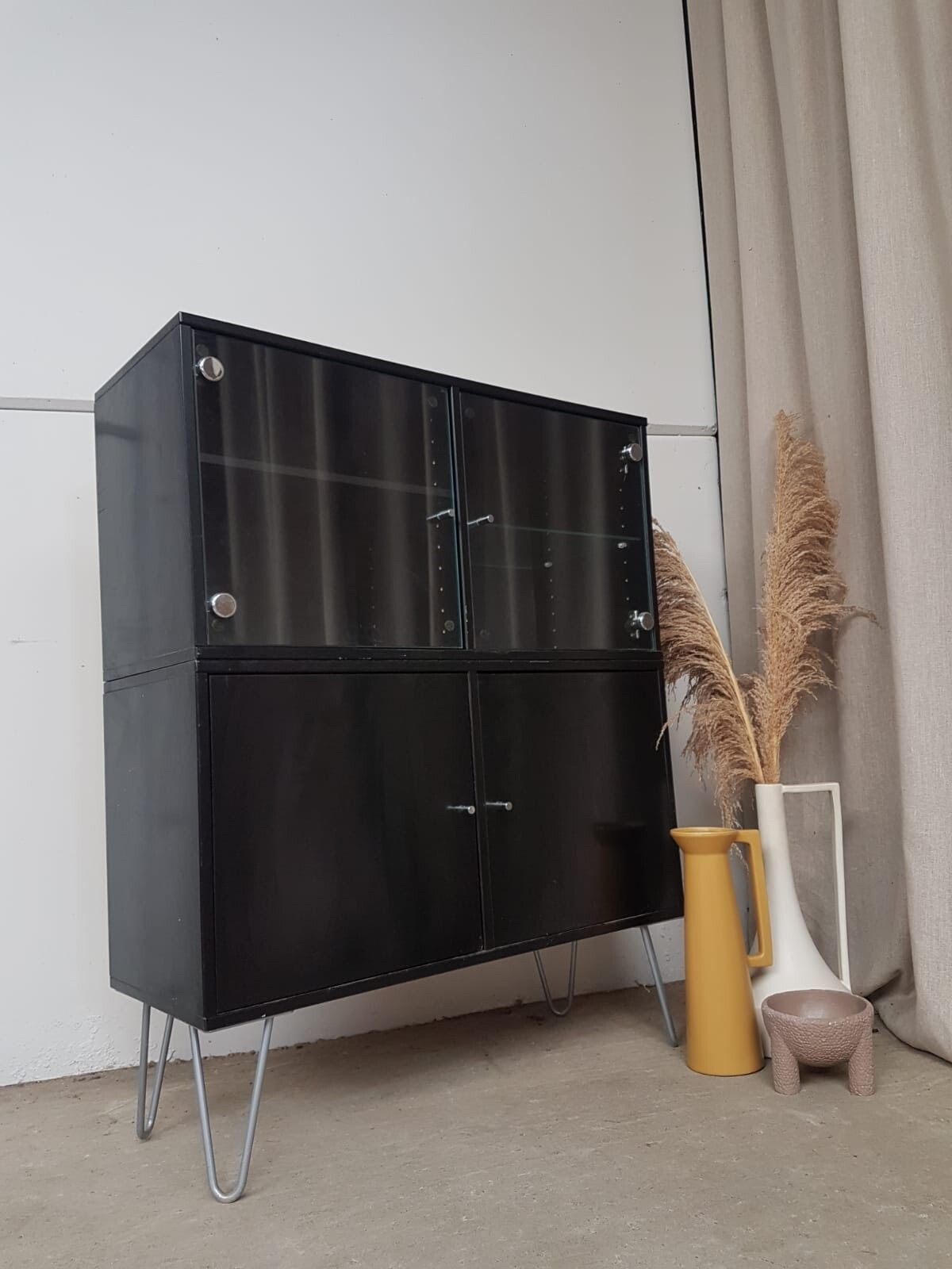 Vtg Late Mid Century Danish Denka Cabinet Set 2 Wall Storage Media Unit #402 photo furniture