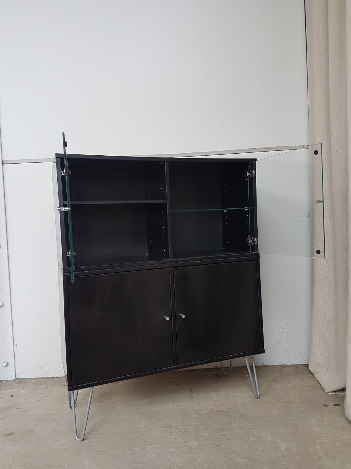 Vtg Late Mid Century Danish Denka Cabinet Set 2 Wall Storage Media Unit #402 photo buy