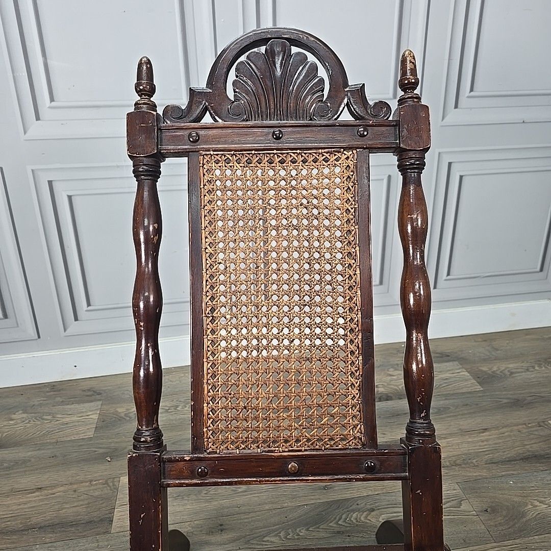 Antique Vintage Folding Officers Campaign "Safari" Chair Wooden Cane Seat photo Furniture