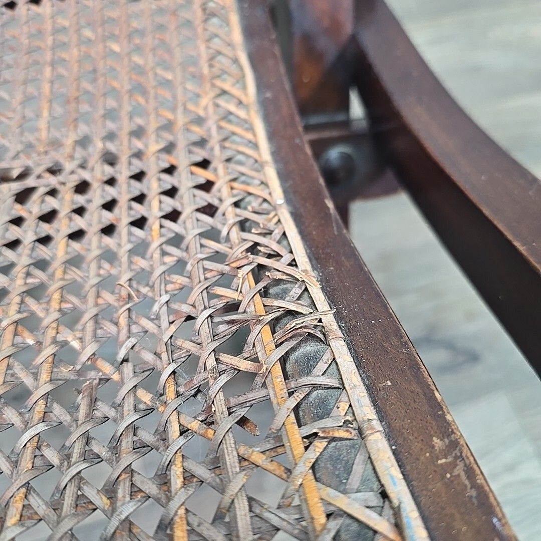Antique Vintage Folding Officers Campaign "Safari" Chair Wooden Cane Seat photo vinterior