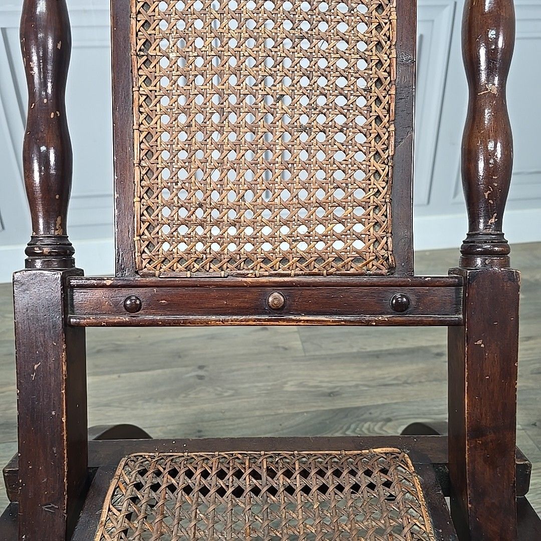 Antique Vintage Folding Officers Campaign "Safari" Chair Wooden Cane Seat photo buy