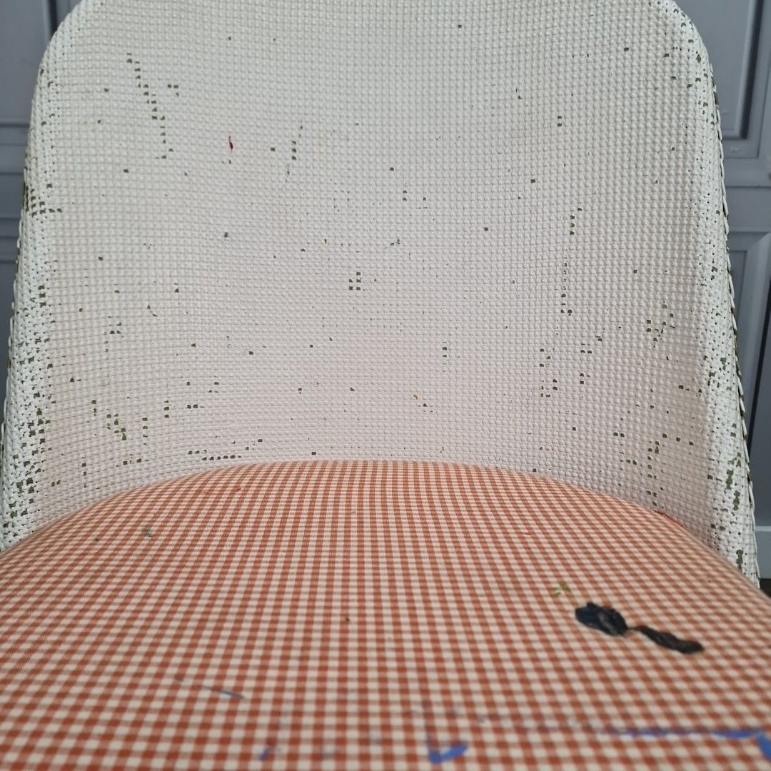 photo buy Retro Vintage Mid Century Woven Wicker Chair Painted Seat Storage Tub Project