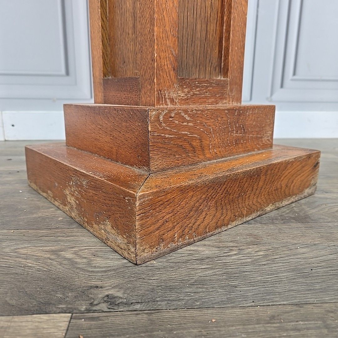 Antique Oak Church Font Offertory Box Lead Lined Planter Bust Flower Stand Table photo Home Decor
