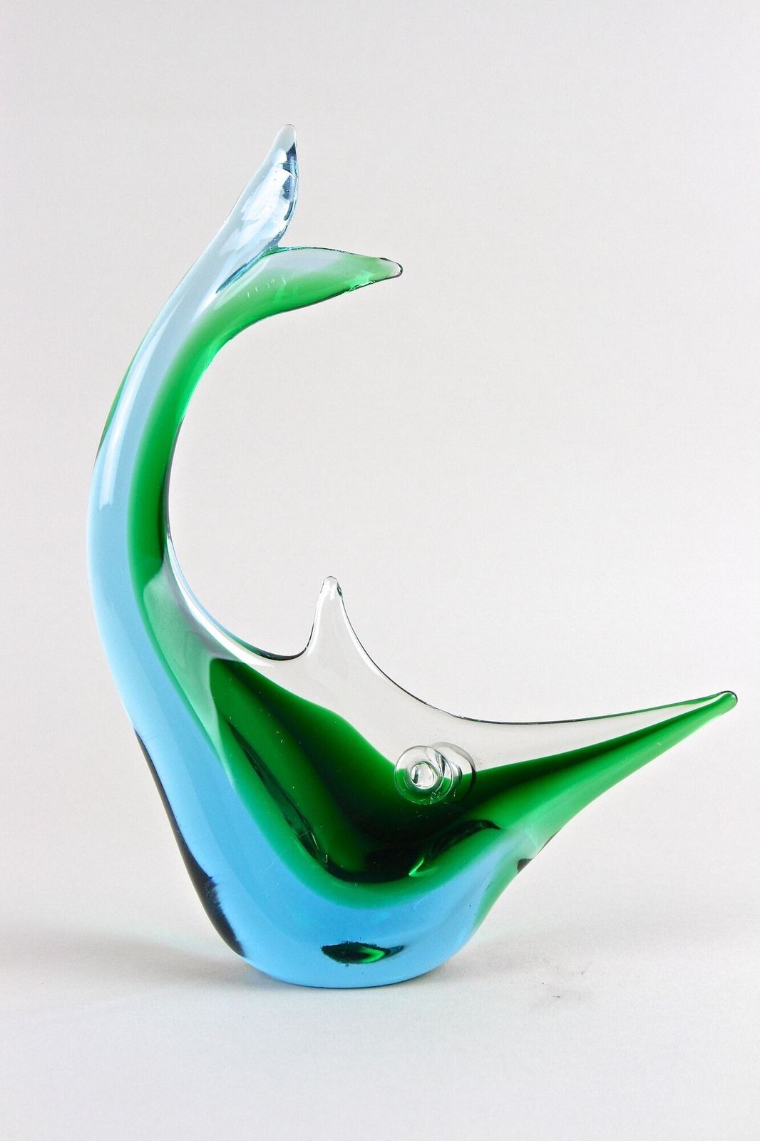 Murano Glass Fish Sculpture, Blue/ Green Tones , Mid Century   Italy Ca. 1970 photo 370.0