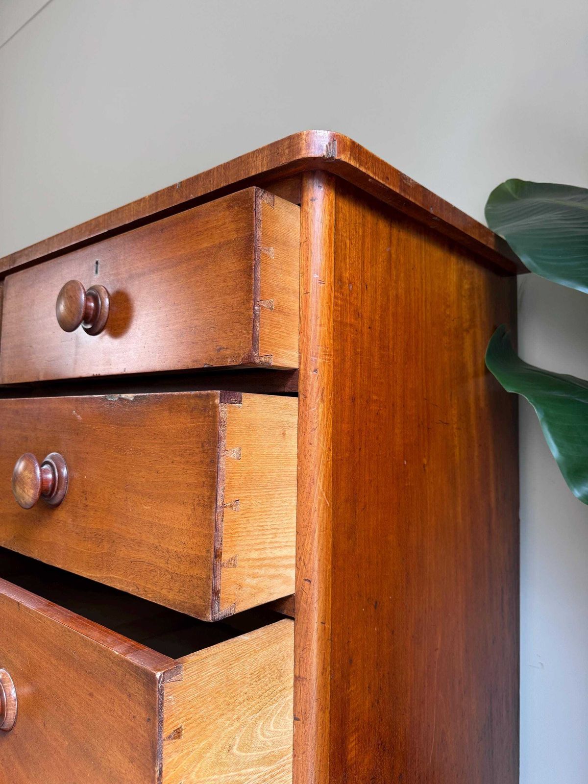 Antique Large Chest Of Drawers 2 Over 3 Upon Bun Feet Original Handles photo vinterior