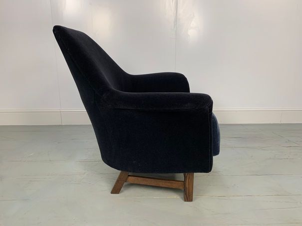 George Smith “Justice” Armchair By Tom Dixon In Blue & Black Mohair Velvet photo for sale