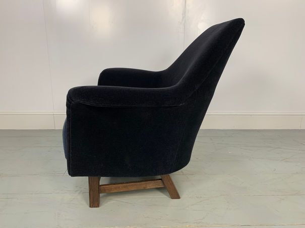 George Smith “Justice” Armchair By Tom Dixon In Blue & Black Mohair Velvet photo Furniture
