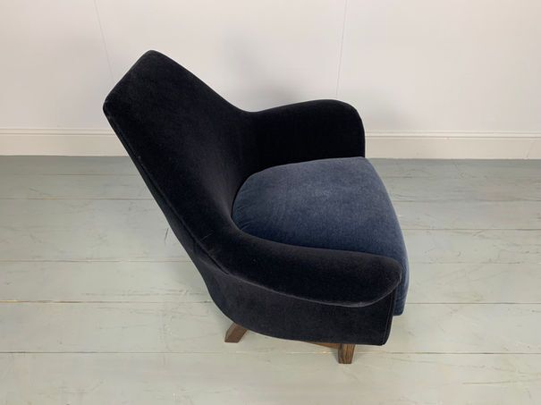 George Smith “Justice” Armchair By Tom Dixon In Blue & Black Mohair Velvet photo buy