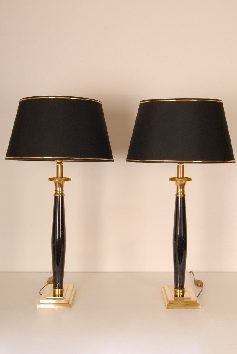 Italian Marble Table Lamps, 1980s, Set Of 2 photo Lighting
