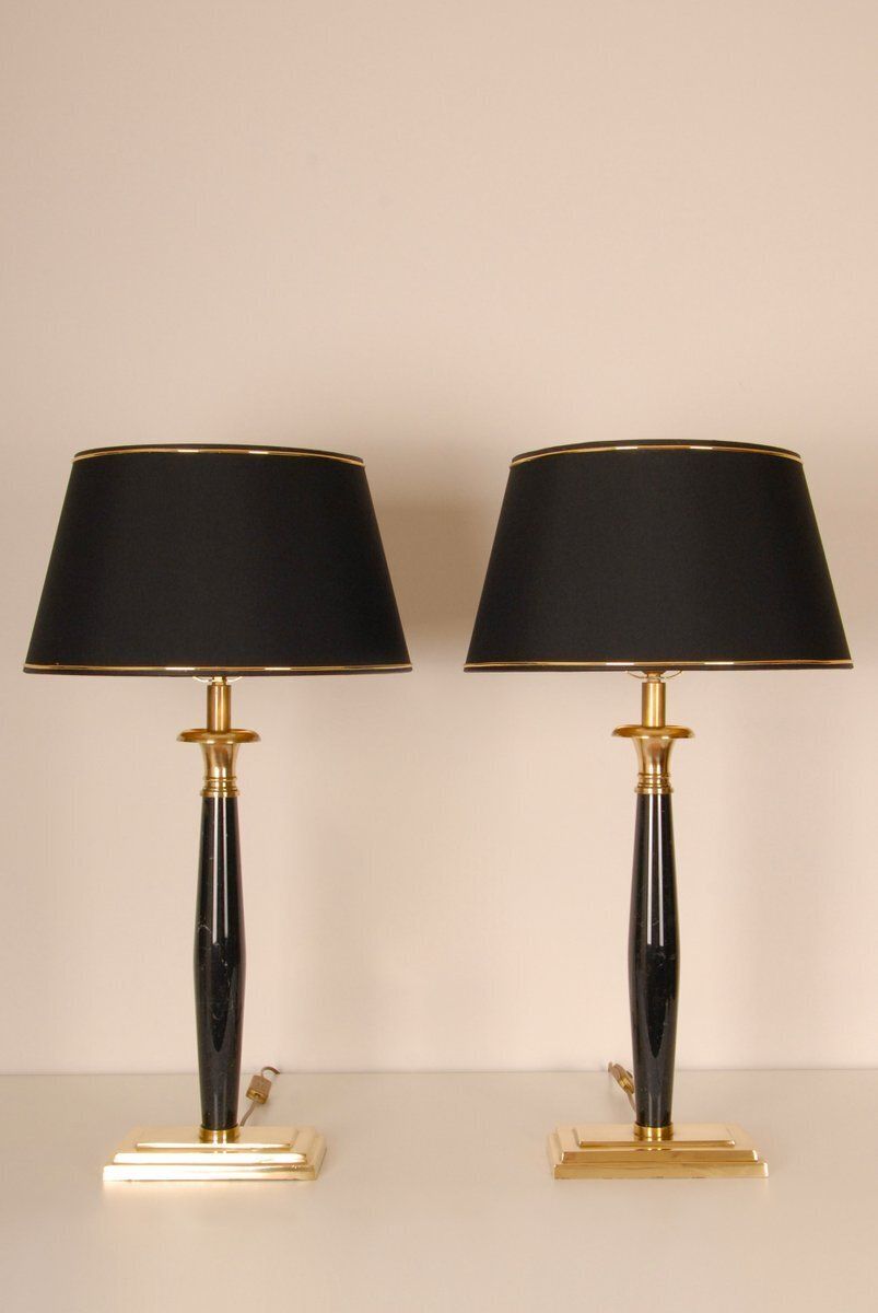 2135.0 Italian Marble Table Lamps, 1980s, Set Of 2 photo