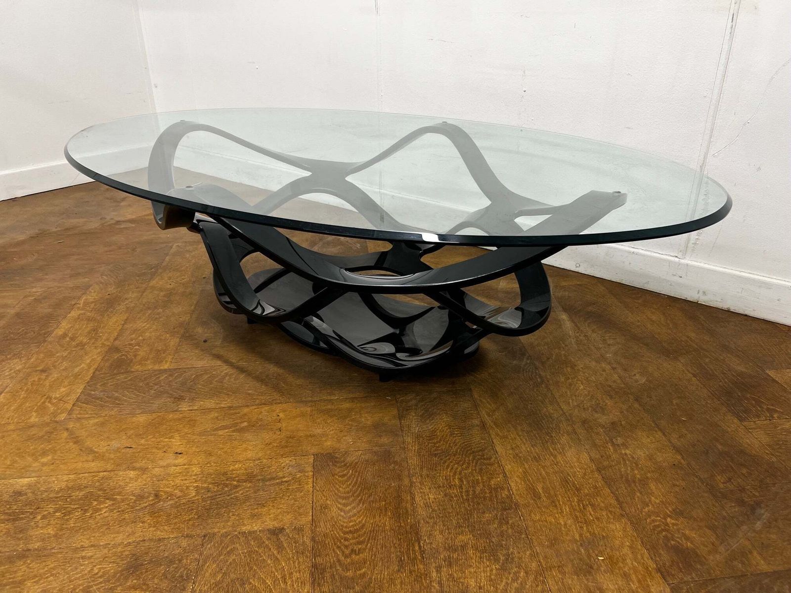 Reflex Angelo Neolitico 40 Vetro Murano Glass Elliptical Coffee Table photo vintage