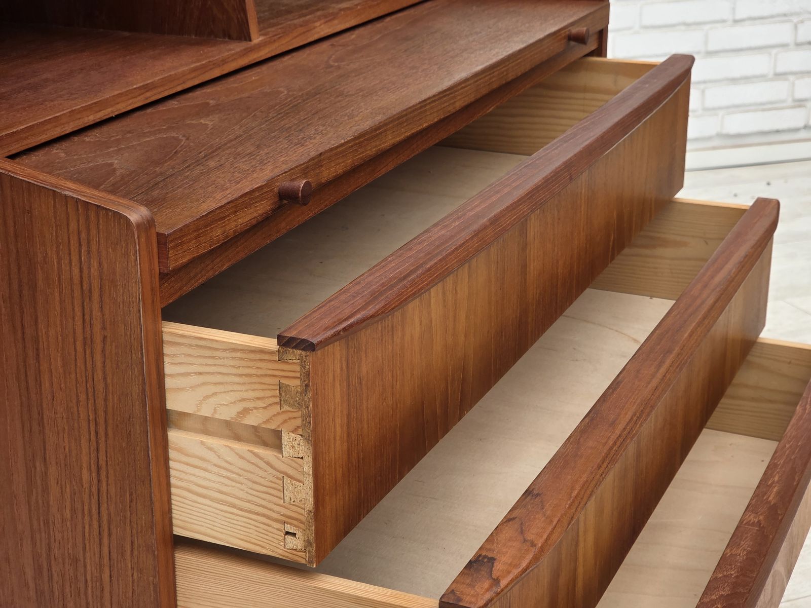 1970s, Danish Chest Of Drawers With A Folding Mirror, Teak Wood. photo vinterior