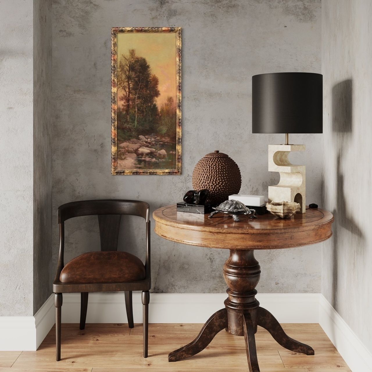 photo buy Gesigneerd schilderij – landschap, olie op doek, 19e eeuw