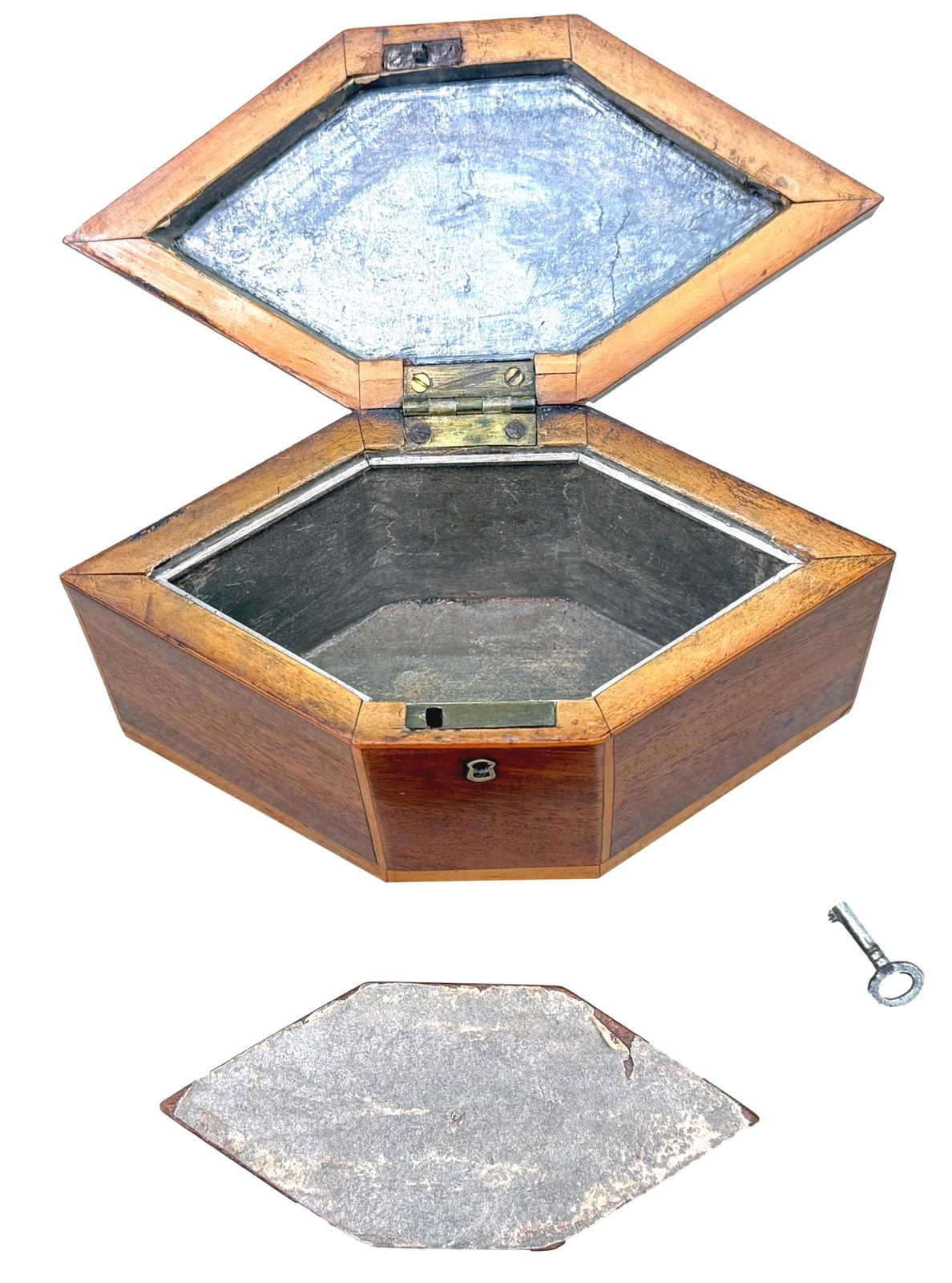 Georgian Hexagonal Shaped Mahogany Tea Caddy 18th Century (England, Circa 1790) photo Home Decor