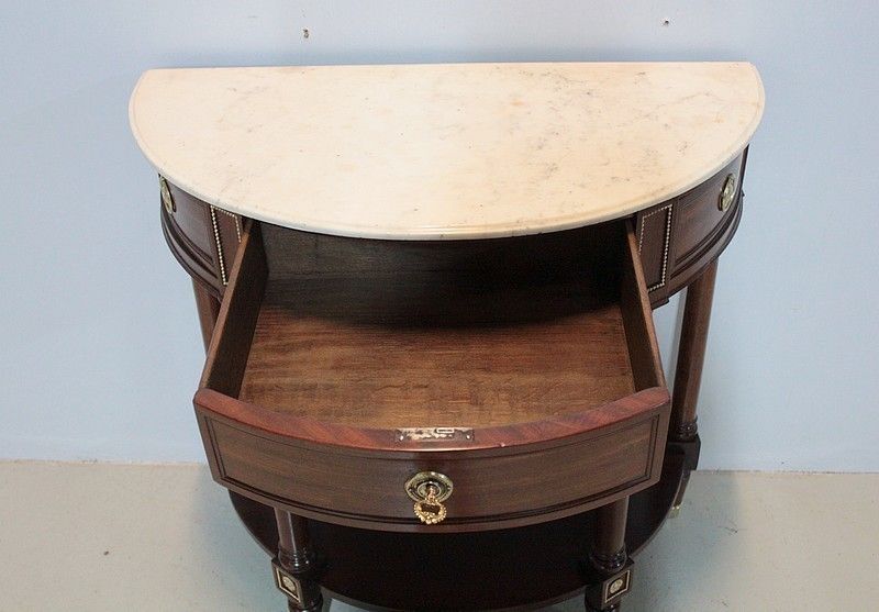 Louis XVI Half Moon Console In Mahogany 18th photo for sale
