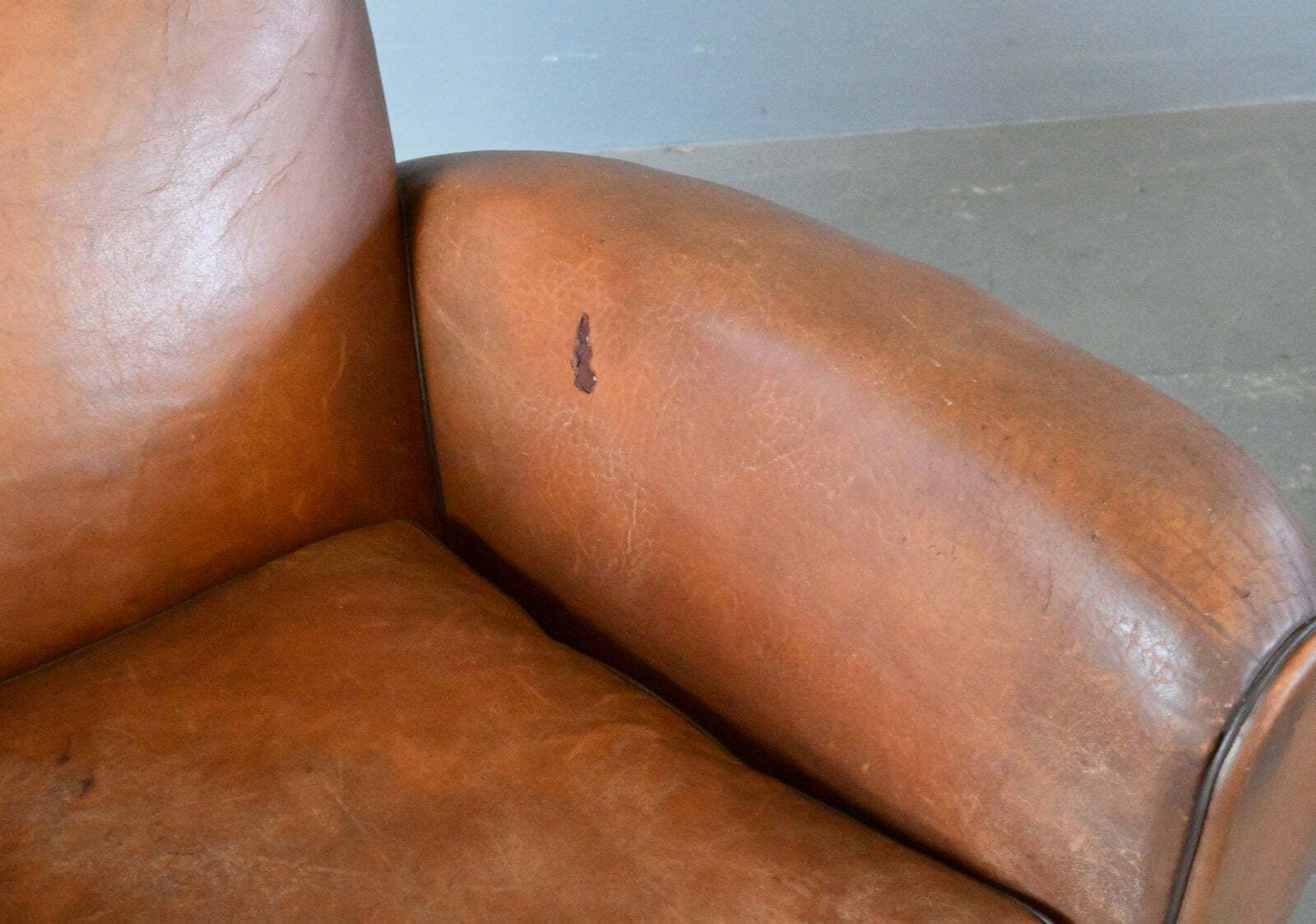 French Moustache Backed Art Deco Leather Armchair Circa 1920s photo Furniture