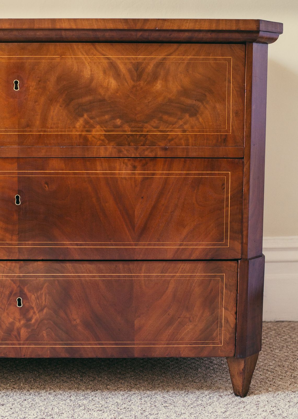 19th Century Biedermeier Walnut Chest Of Drawers With Canted Corners photo buy