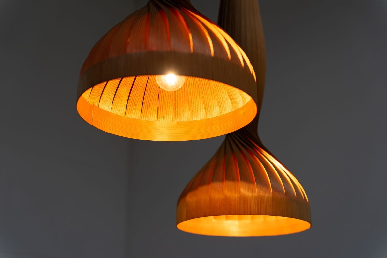 3809.0 Pine Pendant Lamps By Hans Agne Jakobsson Ellysett Sweden, 1960s, Set Of 2 photo