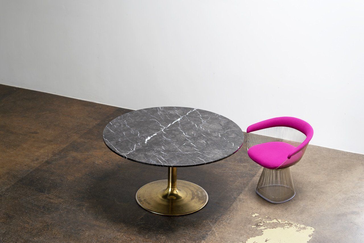 Scandinavian Marble And Brass Table By Börje Johanson, 1960s photo vintage