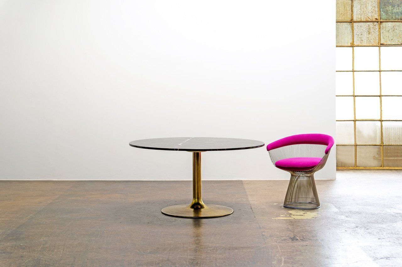 8472.0 Scandinavian Marble And Brass Table By Börje Johanson, 1960s photo
