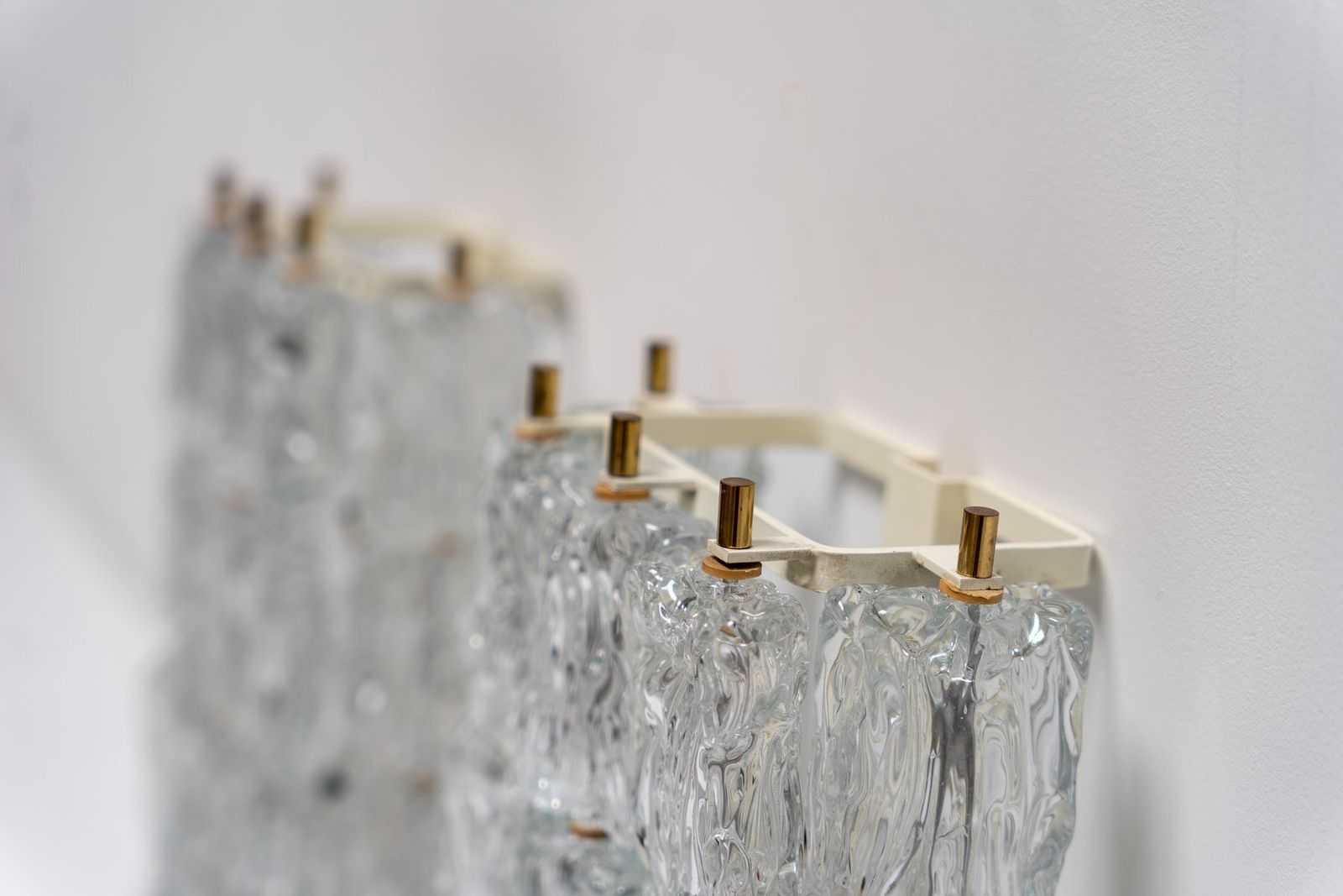 Wall Lights In Ice Glass And Brass From Barovier And Toso, 1960s, Set Of 2 photo 3265.0