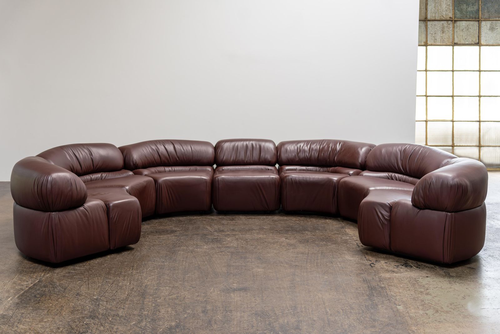 Large 7 Piece Sofa "Cosmos" Ds 28 By Ulbald Klug & De Sede, Brown Leather, 1970s photo for sale