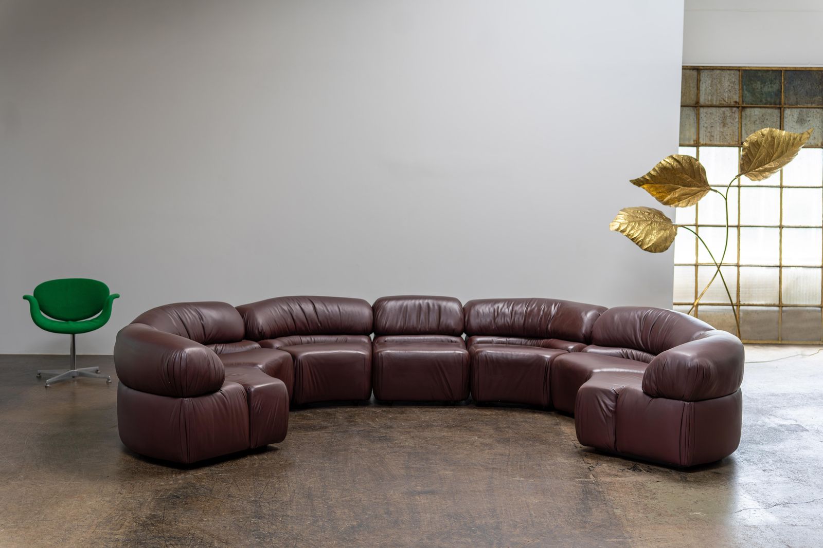 Large 7 Piece Sofa "Cosmos" Ds 28 By Ulbald Klug & De Sede, Brown Leather, 1970s photo Furniture