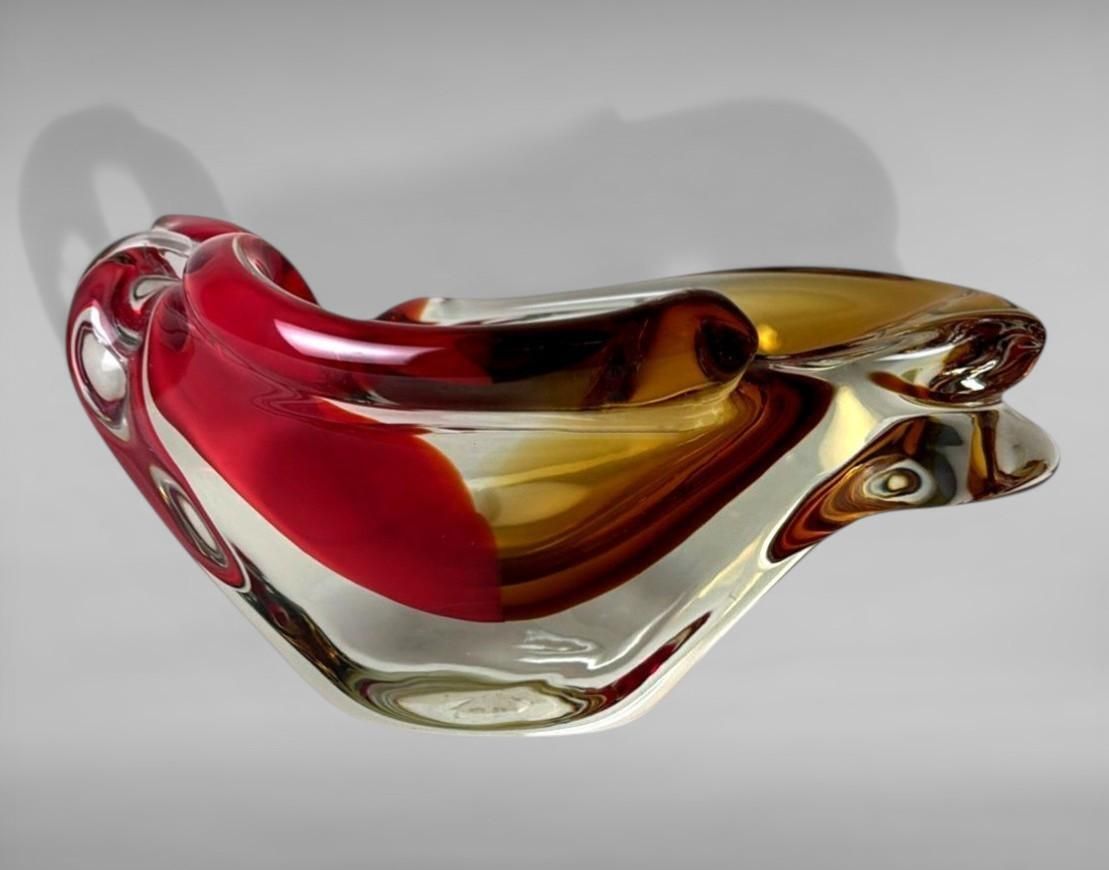 Murano Sommerso Glass Centerpiece, Multicolored Italian Art Glass photo for sale