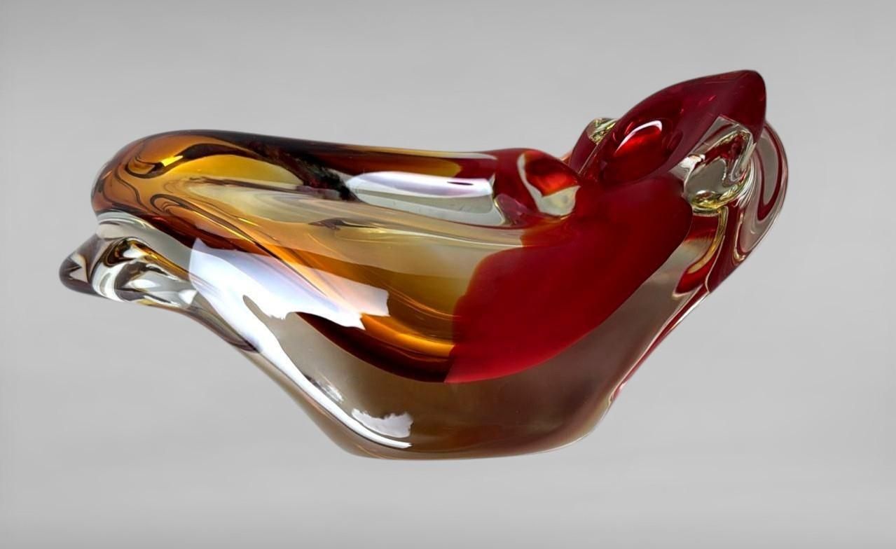 Murano Sommerso Glass Centerpiece, Multicolored Italian Art Glass photo 457.0