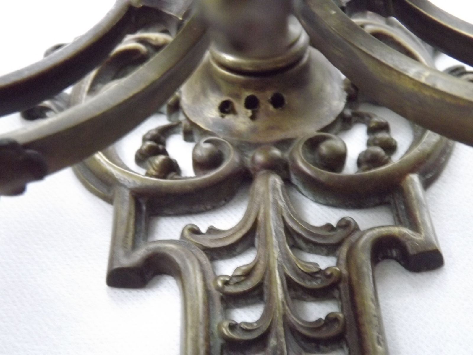 photo buy Pair Of Large Heavy Victorian Bronze Triple Wall Sconces Griffin Acanthus & Flower Detail