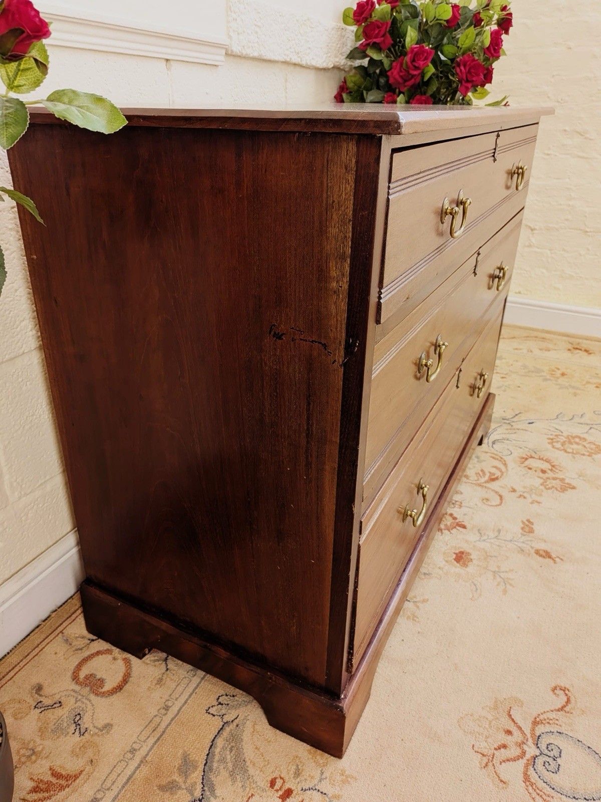 Edwardian Solid Walnut Graduating Chest Of Drawers photo buy