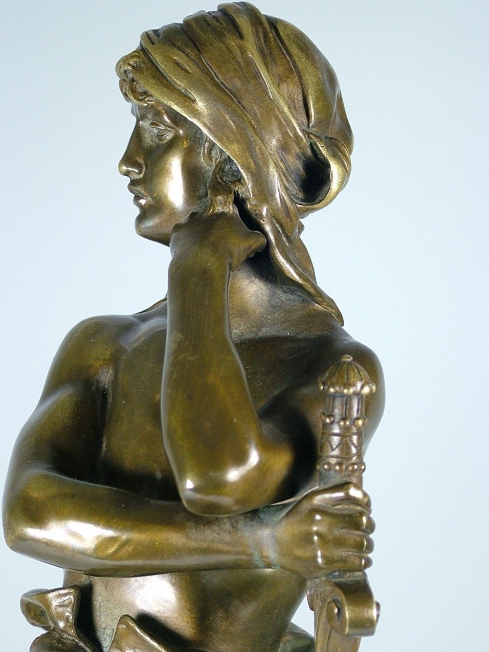 Art Henri Ple, French Art Nouveau Bronze Study Of David And Goliath C1890 photo