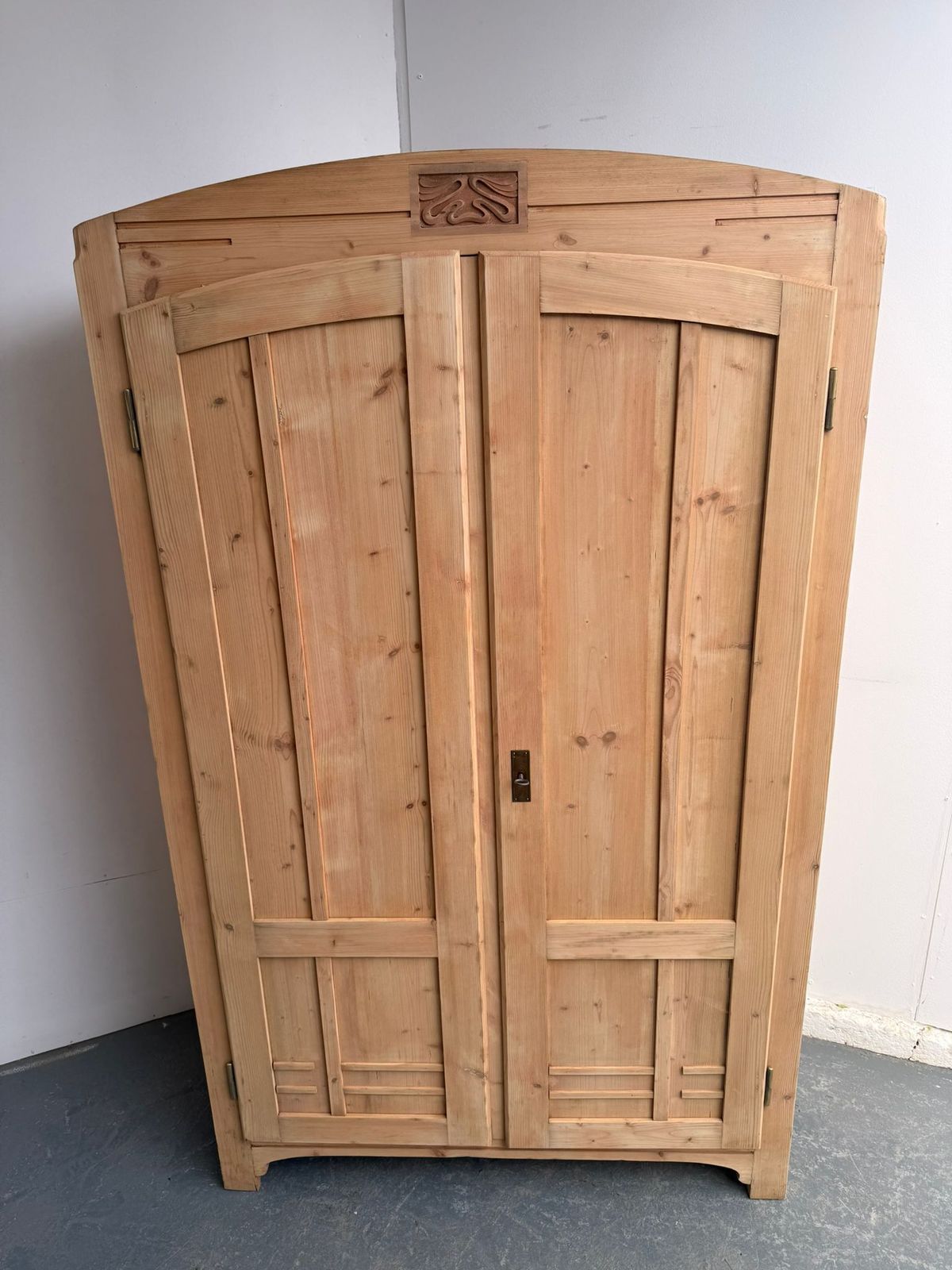 A Top Quality Pine Art Nouveau Cupboard To Paint / Wax photo vinterior