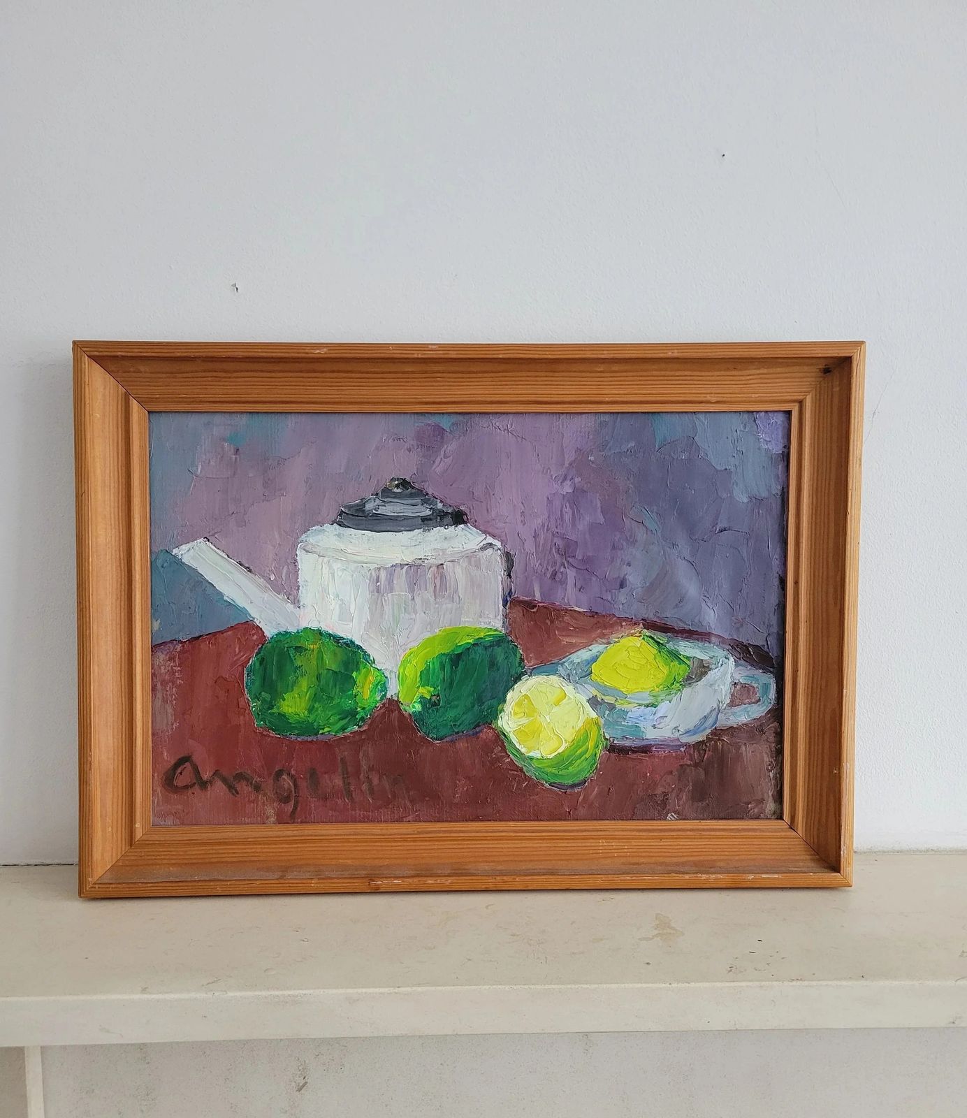 photo vintage Citrus Fruits And Teapot  Original Mid Century Still Life